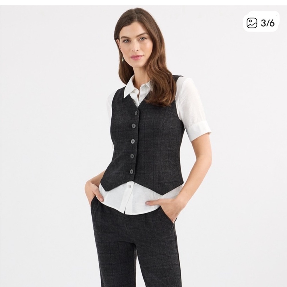 CAbi Black Plaid Vest